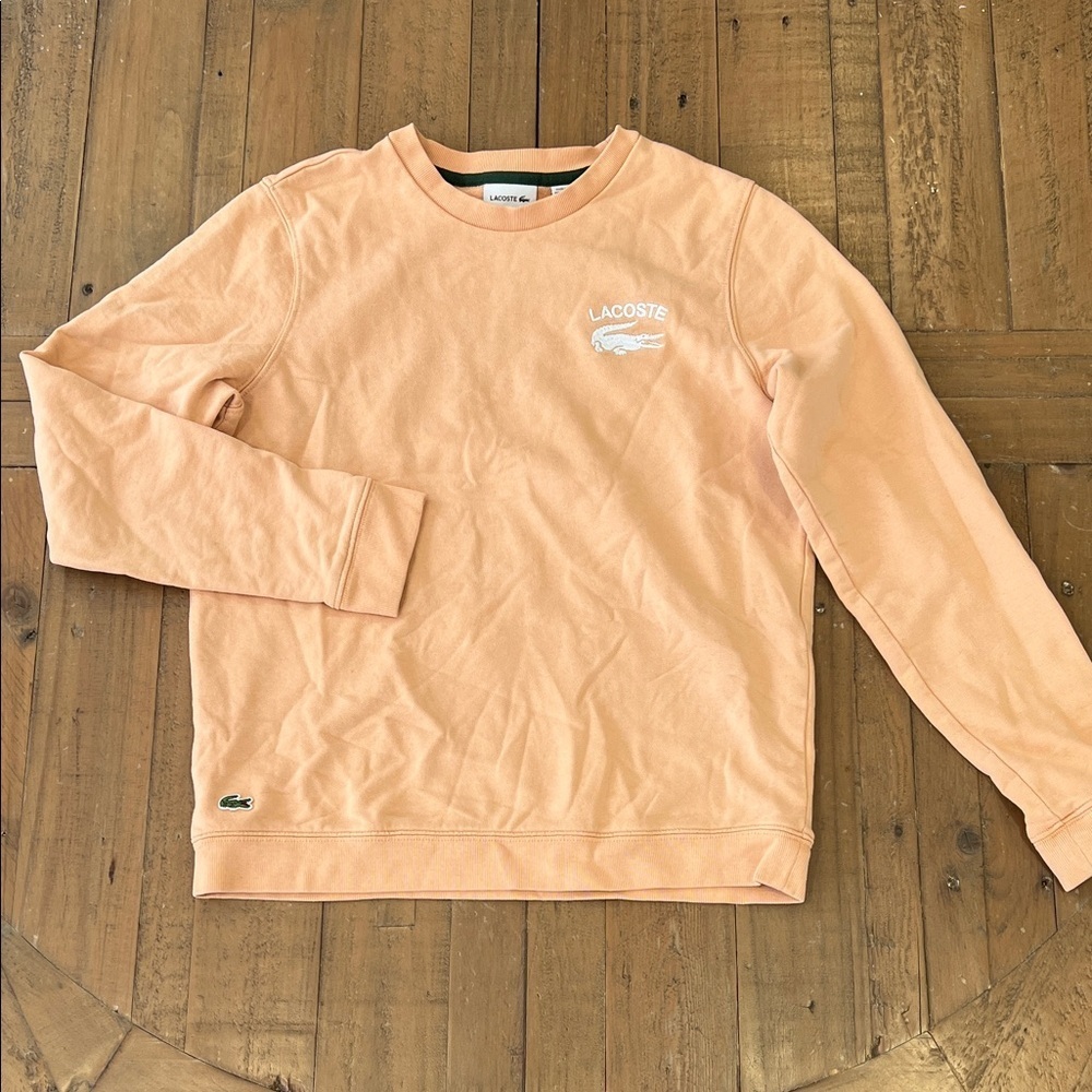 Lacoste light orange peach crewneck sweatshirt kids 14 unisex pullover